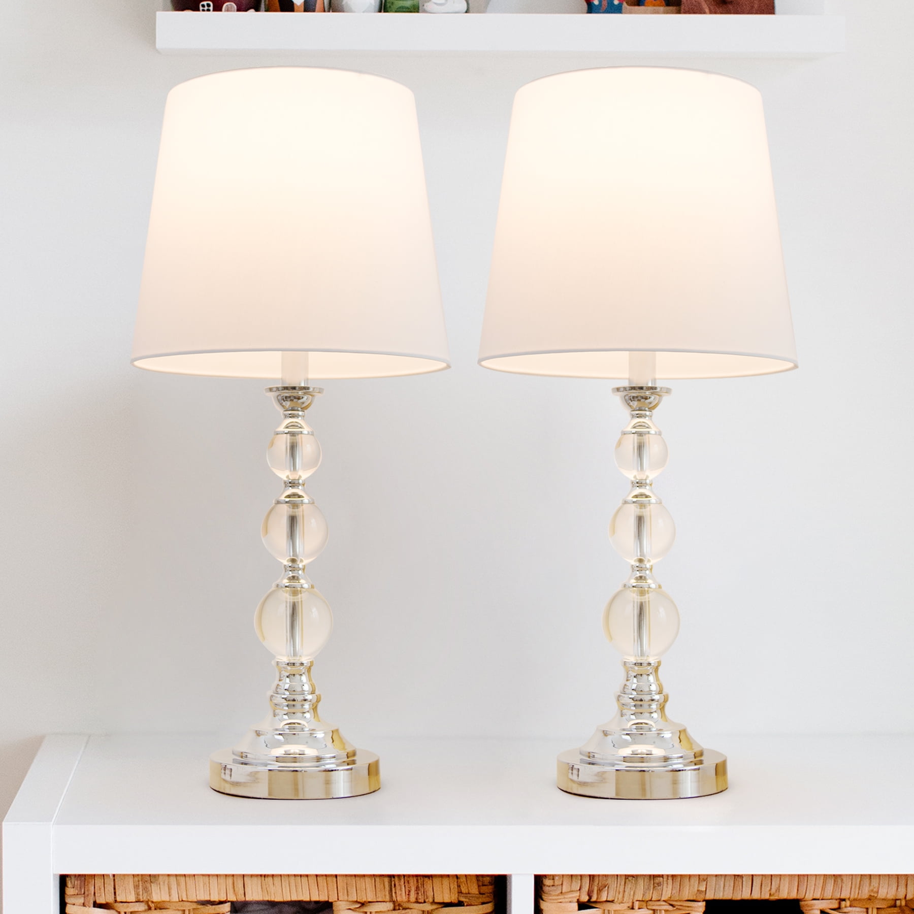 Elegant Crystal Base Table Lamp Set of 2 w/ Crystal Ball Base 2