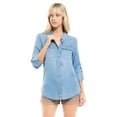 thumbnail image 5 of Made by Olivia Women's Classic Long/Roll Up Sleeve Button Down Denim Chambray Shirt, 5 of 7