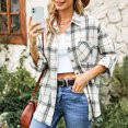 thumbnail image 1 of Tops casuales para mujer blusa a cuadros con botones versátiles solapa para mujer para el trabajo para citas ANGGREK Otros, 1 of 6