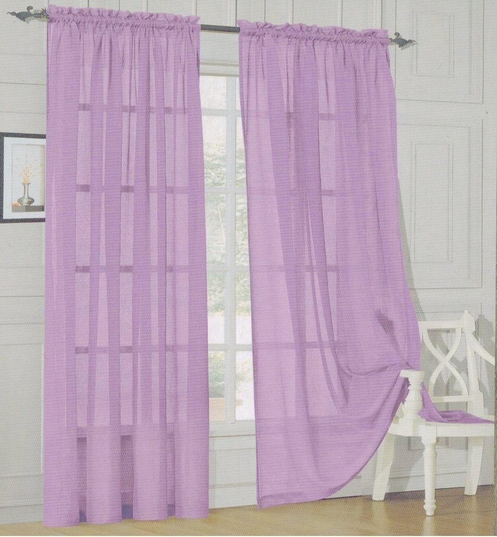 Elegant Comfort® 2 Piece Solid SHEER PANEL with ROD POCKET Window