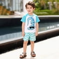 thumbnail image 4 of HCNTES Toddler Boy Summer Clothes Outfits Crewneck Kids Cotton Short Sleeve Shirt Shorts Set Toddler Boy Cool Clothes, 4 of 8