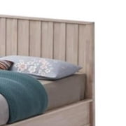 Vasu Twin Size Bed-Reeded Headboard-Whitewash Solid Rubberwood