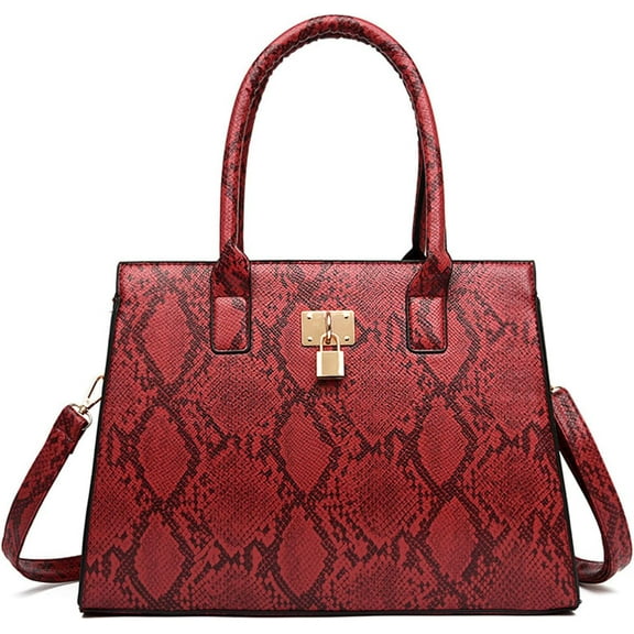 Women's Classic Snake Printed Top Handle Satchel Bag PU Leather Elegant Crossbody Shoulder Bag Work Handbag and Purse