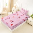 thumbnail image 4 of Erosebridal Kawaii Red Strawberry Twin Sheet Sets 3pcs for Girls,Cartoon Floral Bow Knot Bedding for Kids Teens,Ultra Soft Home Decor, 4 of 5