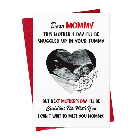 WaaHome 2025 Mother's Day Card for First Time Moms - 5.5x8 Baby Bump Photo Frame Card Pregnancy Reveal Gift with Envelope Keepsake Memory Box for New Moms to Be