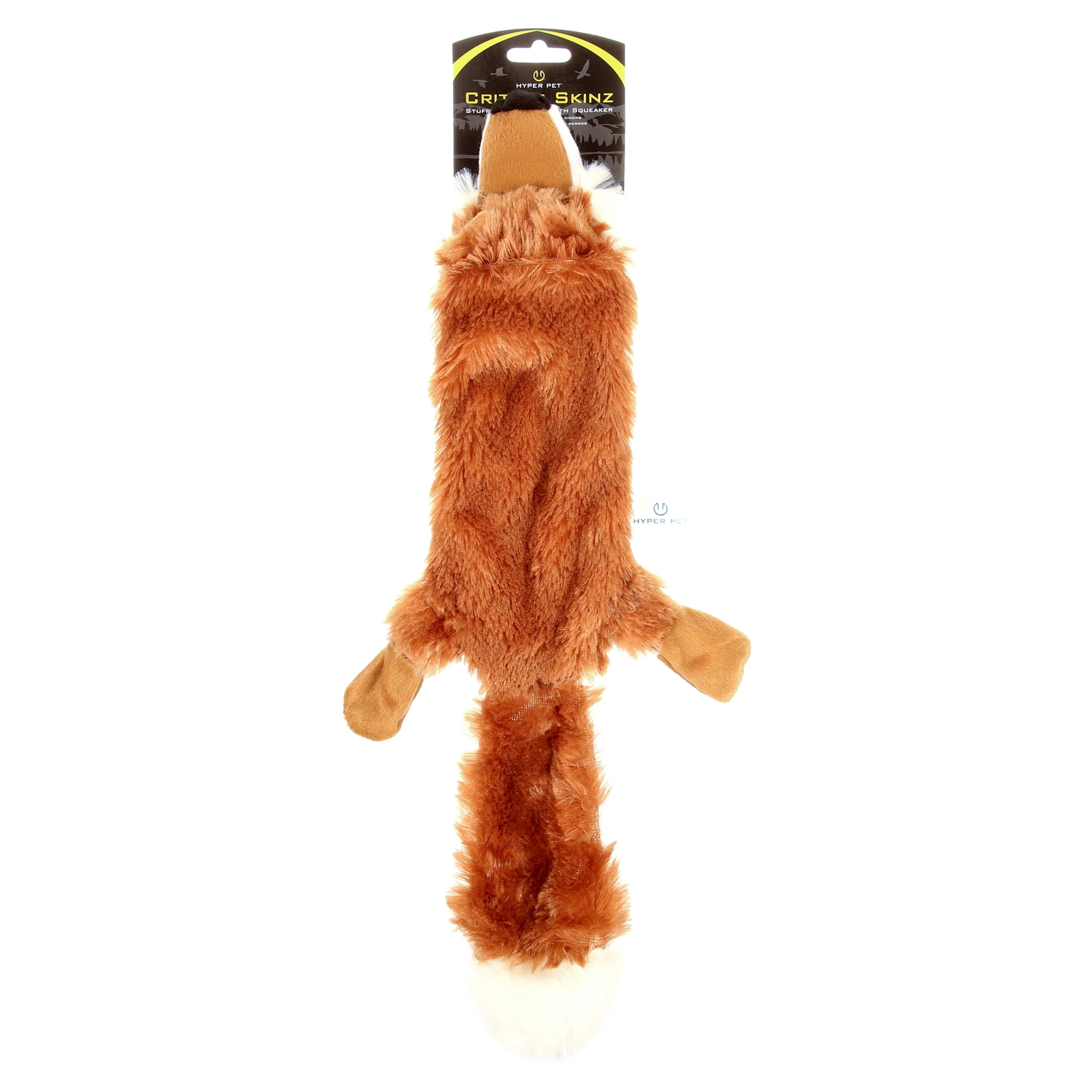 Hyper Pet Skinz Wildlife Stuffless Plush Fox Squeaky Dog Toy with Squeaker, Large, Fox