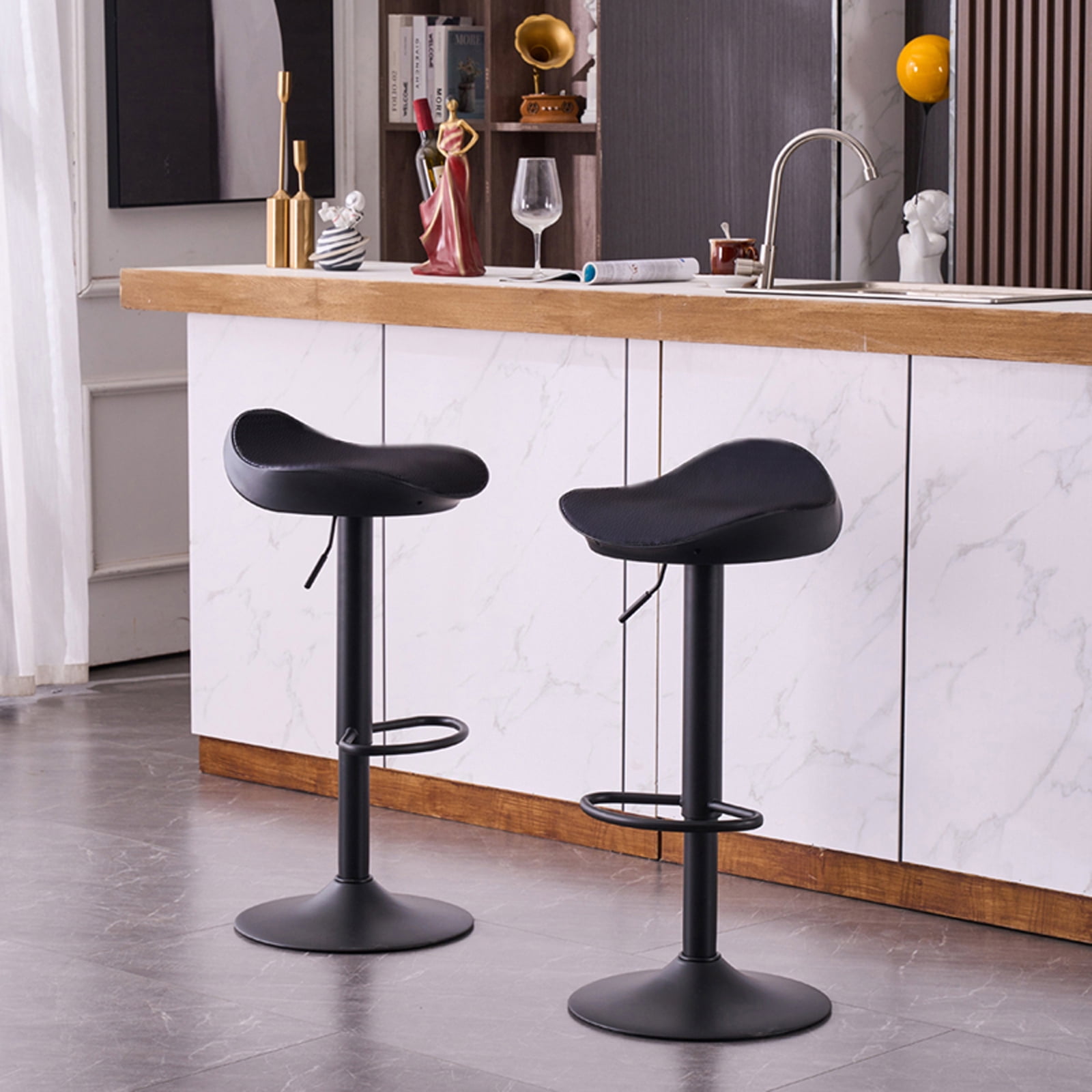 Kidol & Shellder Bar stools Counter Height Barstools Set of 2 Leather