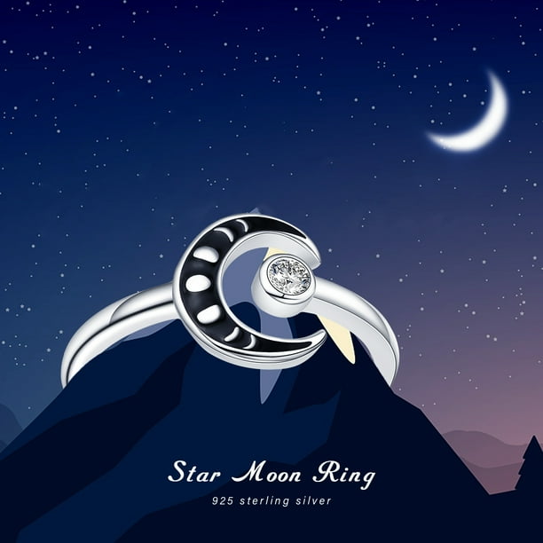 Coachuhhar Bague Lune Etoile Bague Croissant de Lune et Etoile en