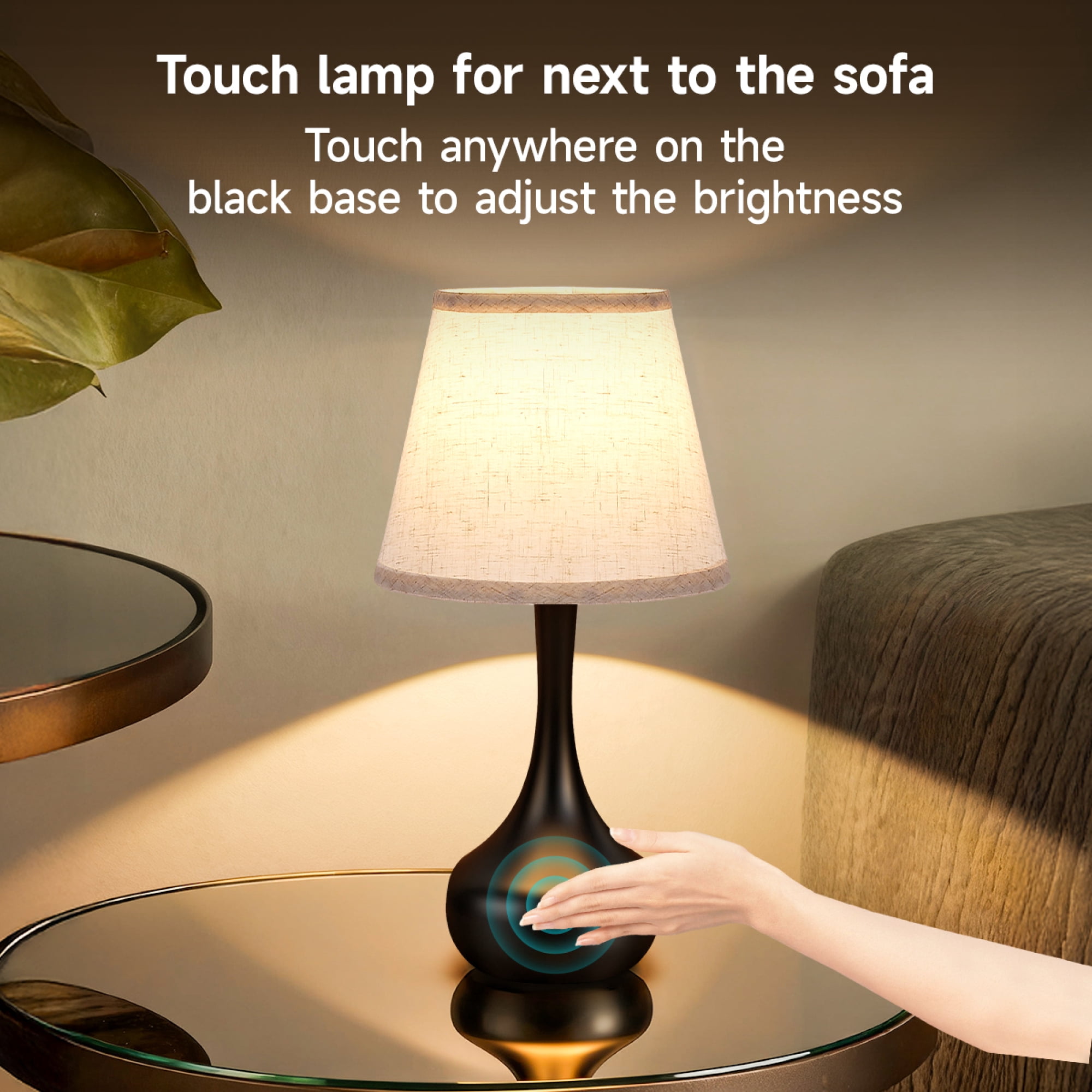 Leumius 3-Way Dimmable Set of 2 Small Bedside Lamps for Night Stands, Black LED Desk Lamps for Kids Room,Office,Living Room, End Table Black