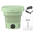 thumbnail image 2 of Bcloud 1 Set 8L Washing Machine Blue Light Drain Basket Intelligent Imitation Hand Washing 3 Levels Timing Vibration Wave US Plug Folding Green US Plug, 2 of 13