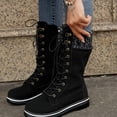 thumbnail image 6 of Tejiojio Womens Boots Flat Feet Women's Winter Solid Mid-tube Front Strap Round Head Side Zipper Snow Shoes, 6 of 8