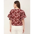 thumbnail image 4 of Moomaya Printed Tops For Women, Lace Flutter Sleeve Viscose Casual Top, 4 of 9