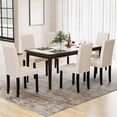 thumbnail image 2 of Gymax Dining Chair Set of 4 Fabric Upholstered Rubber Wood Legs Side Armless Beige, 2 of 9