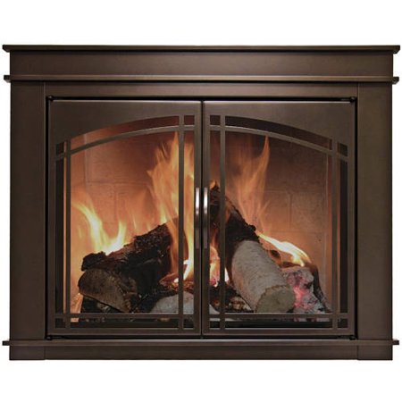 Pleasant Hearth Farlane Cabinet Prairie Arch Style Fireplace Glass