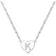 thumbnail image 1 of Collar con colgante de letra inicial en forma de corazón con letras del alfabeto personalizado de la A a la Z de plata para mujeres y niñas, 1 of 4