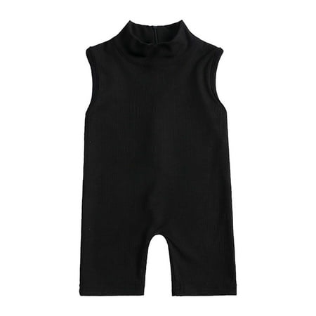 

Penkiiy Toddler Baby Girls Summer Solid Color Back Zip Sleeveless Bodysuit Jumpsuit Baby Sleep and Play Pajamas 5-6 Years Black 2023 Summer Deal