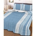 thumbnail image 3 of Quilts Queen Size, Vintage Sky Blue Striped Soft Comforter Bedding Set for Bed, Farmhouse Modern Stripes Boho Texture Lightweight Quilted Bedspread with Pillow Cover(2 Pieces) All Season, 90x96 Inch, 3 of 9