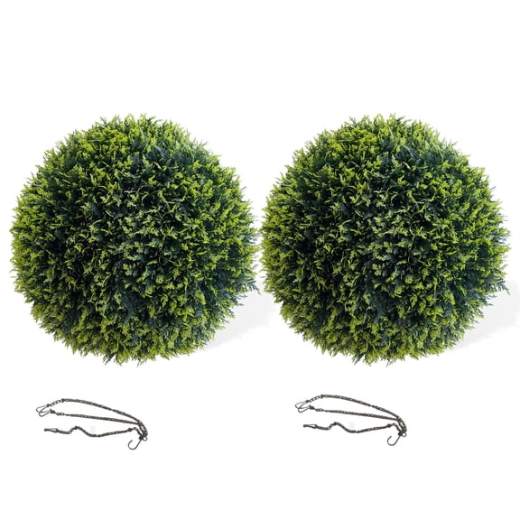 Huisuilinss Artificial Cedar Topiary Ball,2PCS Artificial Boxwood Topiary Ball,Fake Plant Sphere Decorative Balls Faux Plant For Outdoor Patio Garden Home Wedding Decoration