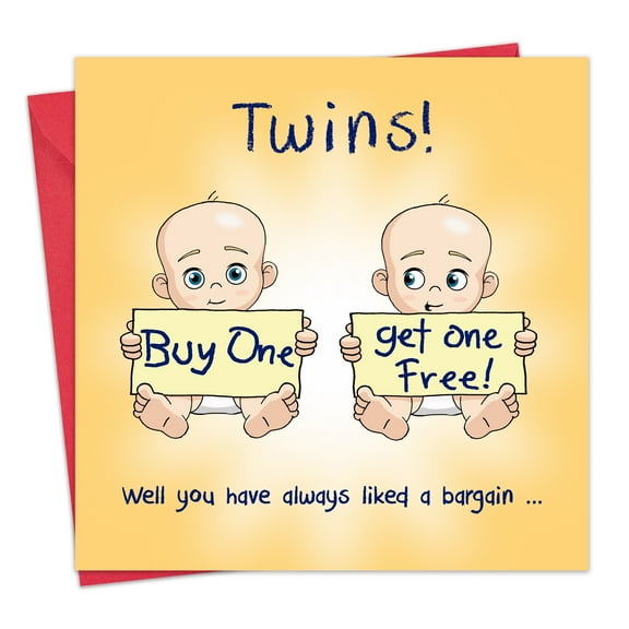 Twizler New Twins Card Funny - Humor New Twin Baby Greeting Card Unisex for Boys or Girls - Twin Mom Baby Shower Card
