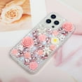 thumbnail image 3 of Compatible with iPhone 15 Pro Max Bling Case with Strap, Luxury Glitter Rhinestone Diamond Crystal Sparkle Rose Flower Pearl Floral Bracelets Soft Bumper Case Cover for Women Girls Pink, 3 of 14