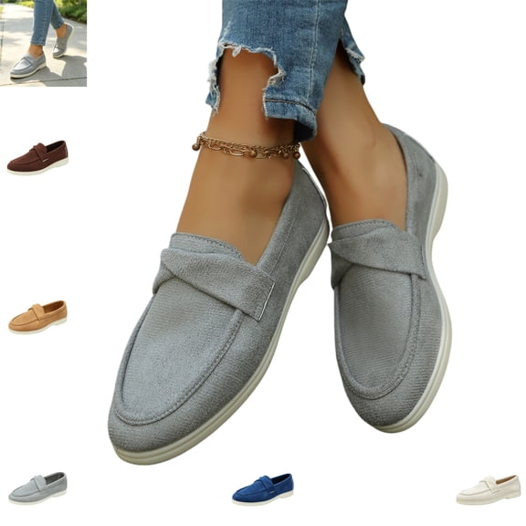 YOUYEDIAN Loafers for Women Vintage Soft Pointed Toe Low Heel Fashion Slip On Comfy Flats Casual Solid Color Walking Shoes