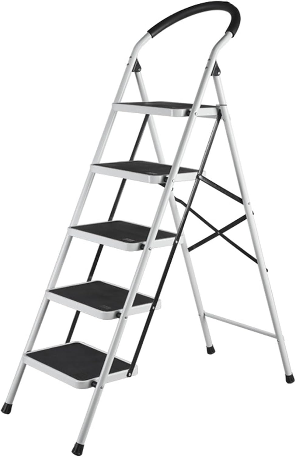 Upgo 5-Step Folding Ladder, White Steel photo 1