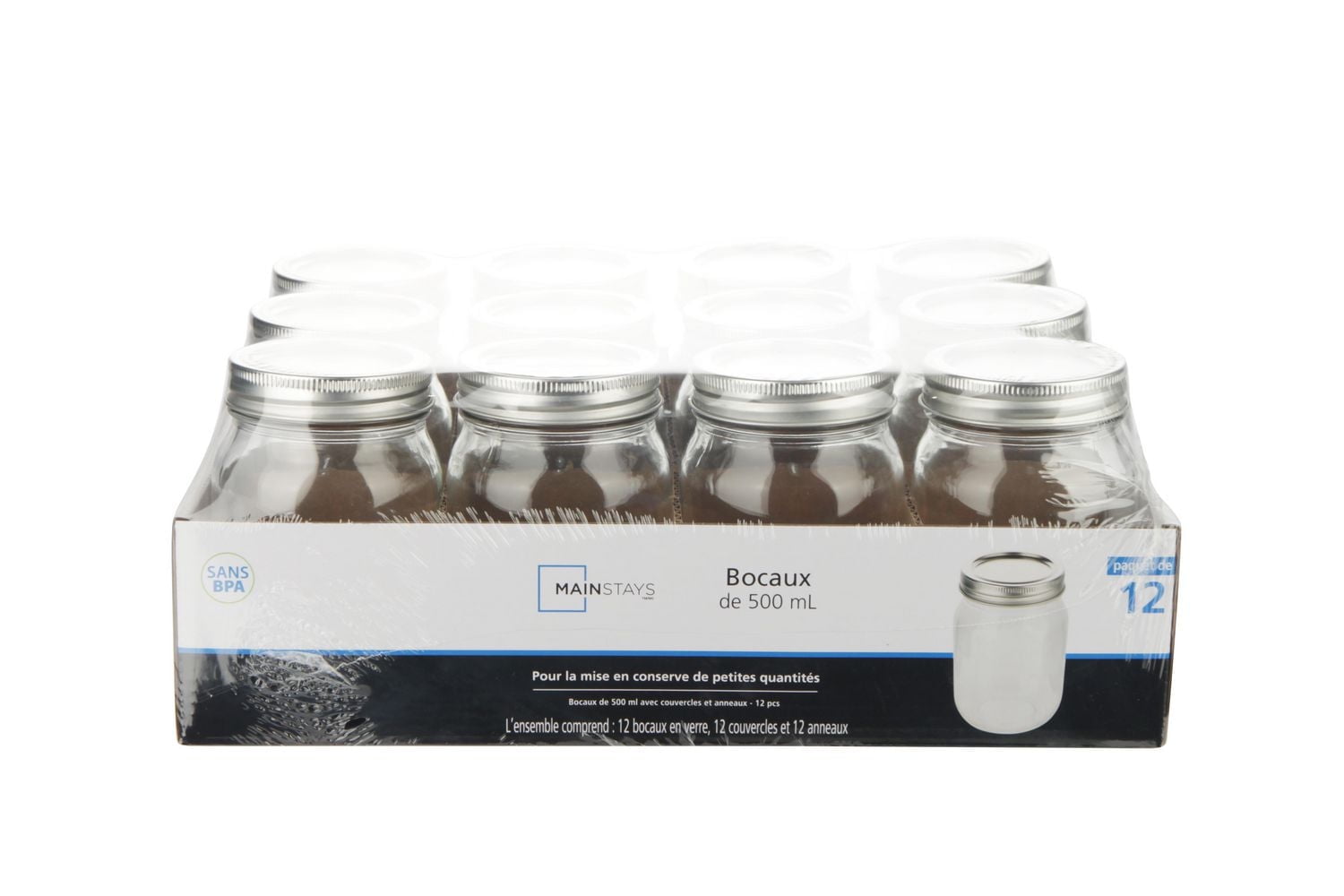 Mainstays Pots En Verre Clair, 500ml, 36 Pièces Pot en verre