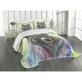 thumbnail image 3 of Ambesonne Hipster Quilted Bedspread Set 3 Pcs, Colored Wild Bear Art, King Size, Lime Green Purple, 3 of 5