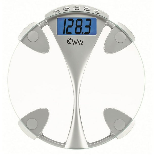 Weight Watchers 12.5Inch Round Glass Weight Tracking Scale for 4 Users