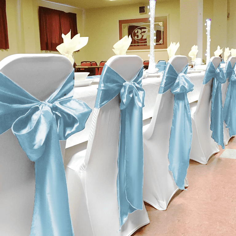 50 PCS Satin Chair Sash Chair Decorative Bow Designed Chair Cover Chair Sashes for Thanksgiving Wedding Banquet Party Home Kitchen Decoration Baby