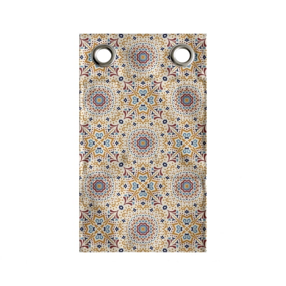 Boho Hanging Pocket Organizer, Jumble Detailed Talavera Pattern of Oriental Eastern Streaks and Motifs, Printed Polyester Storage Bag with Pockets, 9" x 16", Dark Yellow Multicolor