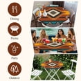 thumbnail image 7 of Aztec Southwest Round Tablecloth, Fitted Table Cover with Elastic for 36"-44" Round Tables, Orange Red Geometric Tribe Vintage Table Cloth Outdoor Indoor Dinning Party Waterproof Tablecloths, 7 of 7