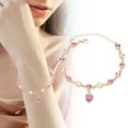 thumbnail image 5 of Alloy Heart Charm Link Bracelet for Women Glass Heart Chain Simple Jewelry Birthday Gifts, 5 of 6