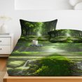 thumbnail image 6 of Twin XL Size Fitted Sheet Set - Green Trees 2 Piece Bedding Sets 16" Deep Pocket Fitted Sheet with 1 Pillowcases, Forest Art Decor Spring Summer Nature Leaf Brushed Microfiber Hotel Luxury Bed Sheets, 6 of 9