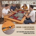 thumbnail image 4 of Board Game Table with Removable Top, Heirloom-Quality Solid Wood Dining & Gaming Table for 4–6 Players, Neoprene Play Mat, Leaf Storage Rack, 6 Cup Holders & Trays, 54" x 31" Big Play Area, Nature, 4 of 10