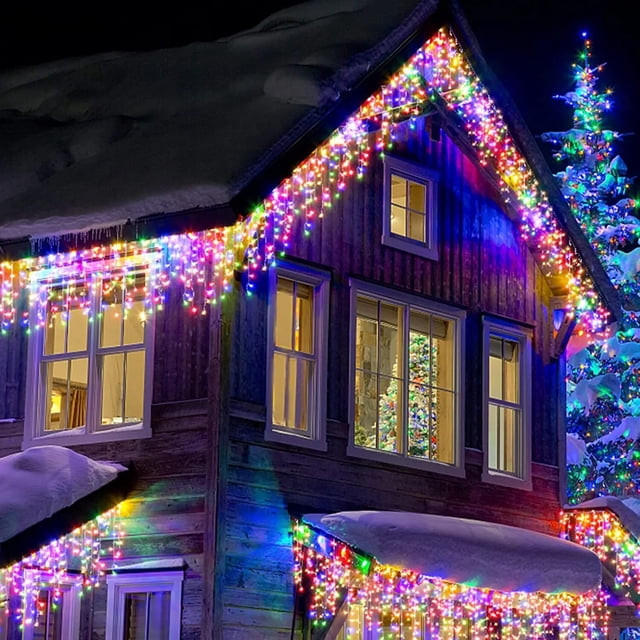Cadena de luces Led de carámbano, guirnalda de calle en la casa, 8 modos, luces de Navidad al aire libre, decoración de Navidad de Año Nuevo, 4m, 20m