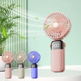 thumbnail image 1 of ¡Precios Más Bajos!, Ventilador plegable con pantalla digital, recargable por USB, de 5 velocidades, pequeño, portátil y de mano Akmoler, 1 of 8