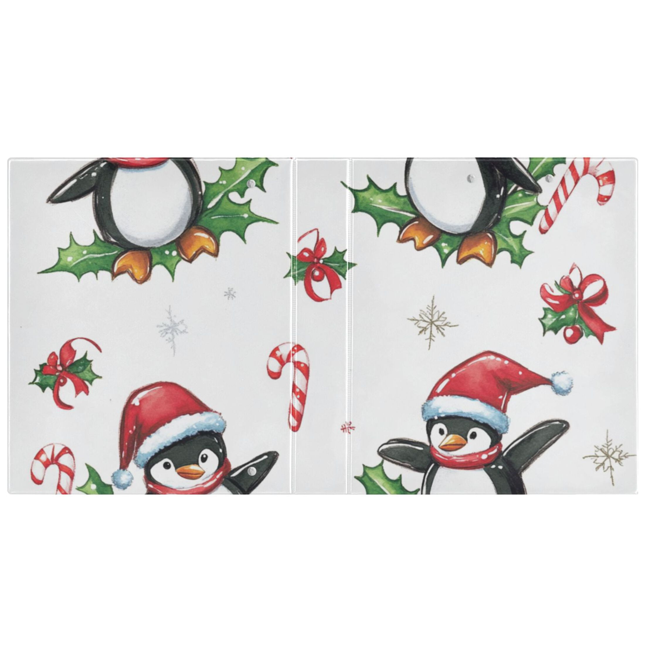 Christmas Penguins Leaves 3 Ring Binders 1.5 inch Hardcover File Folders with Interior Pockets A4 Size Organizer for School Office Hospital