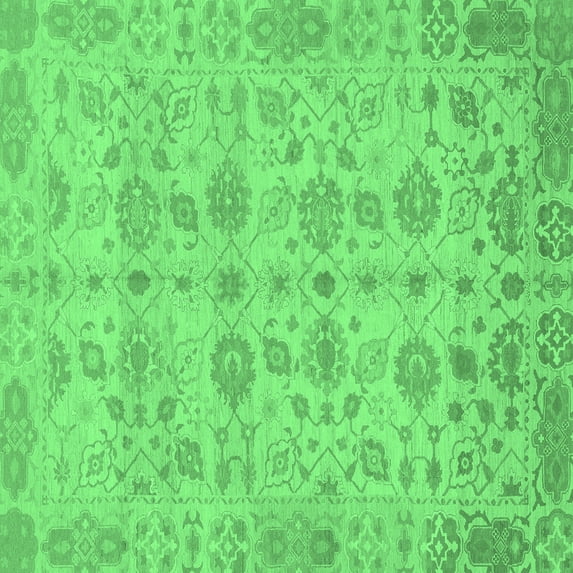 Ahgly Company Indoor Square Oriental Emerald Green Traditional Area Rugs, 7' Square