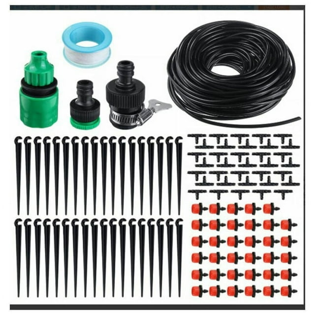 Sistema de riego para jardín, sistema de riego por goteo con conexión rápida de tuberías flexibles, ajuste automático del riego para jardines, huertos, césped y áreas de patio (30 m)