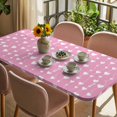 thumbnail image 3 of Valentine's Day Table Cloths for 4 Foot Rectangle Tables, Sweet Love Heart Lines Romantic Pink Patio Waterproof Elastic Fitted Tablecloths, Washable Rectangular Table Cover for Camping, 3 of 8