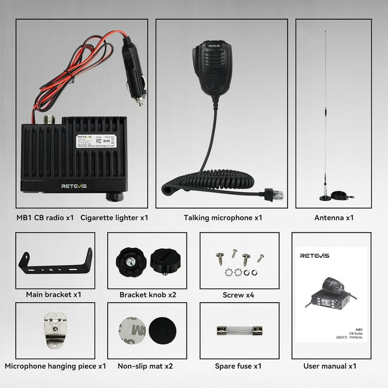 Radio CB Retevis MB62 Kit Completo - Con Antenna, VOX, Canali AM/FM Per Camionisti - Foto 3