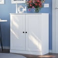 thumbnail image 4 of Palace Imports 100% Solid Wood 3-shelf Bookcase with Adjustable Shelves and Solid Doors, White, 4 of 5