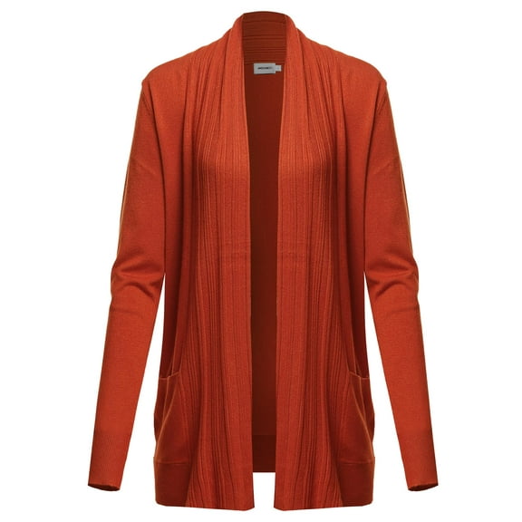 FashionOutfit Women's Casual Solid Long Sleeves Open Front Raglan Long-Line Soft Sweater Viscose Knit