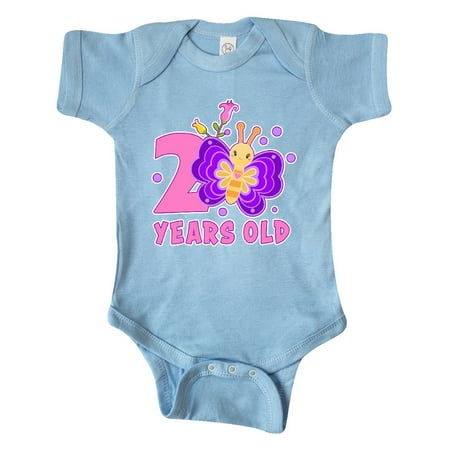 

Inktastic 2 years old with Butterfly and Flowers Gift Baby Girl Bodysuit