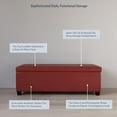 thumbnail image 4 of TYJDFN Storage Ottoman, 47 Inch Bench Bedroom Bench with Safety Close Hinge, Extra Long Ottoman with Storage for Living Room, Entryway, Hallway, Foot Rest, Support 300lbs -Red/ Faux Leather, 4 of 16