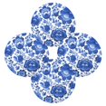 thumbnail image 2 of 15.4" Round Placemat Set of 4 Polyester Fabric Place Mats Non-Slip Dining Kitchen Table Mats for Kitchen Party Decor Blue Floral Pattern, 2 of 5