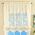 thumbnail image 2 of Collections Etc Collections Floral Sheer Lace Tie-up Balloon Shade Window Curtain with Scalloped Edges and Rod Pocket Top for Easy Hanging, Ivory, 2 of 4