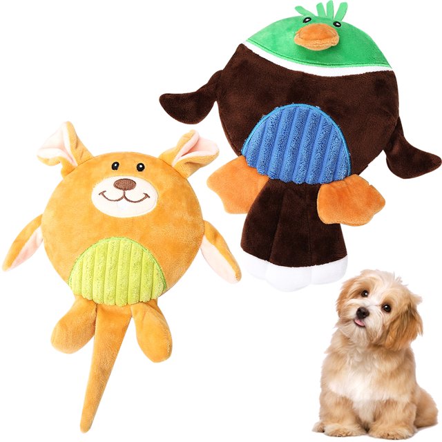 Dog Squeaky Toy Cartoon: Plush Puppy Teething Toy Pet Interactive Toy for Biting