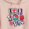 thumbnail image 3 of Peanuts - I Heart Snoopy Patches - Juniors Cropped Pullover Hoodie, 3 of 6